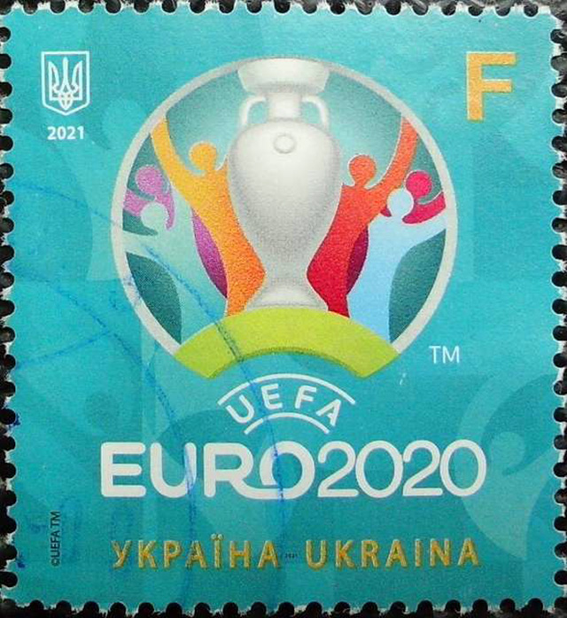 Ukraine postage stamp about the Euro 2020 championships