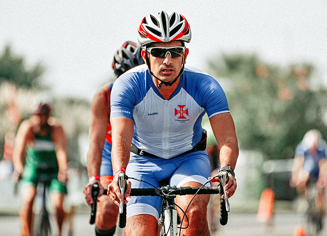 triathletes commonly wear sunglasses